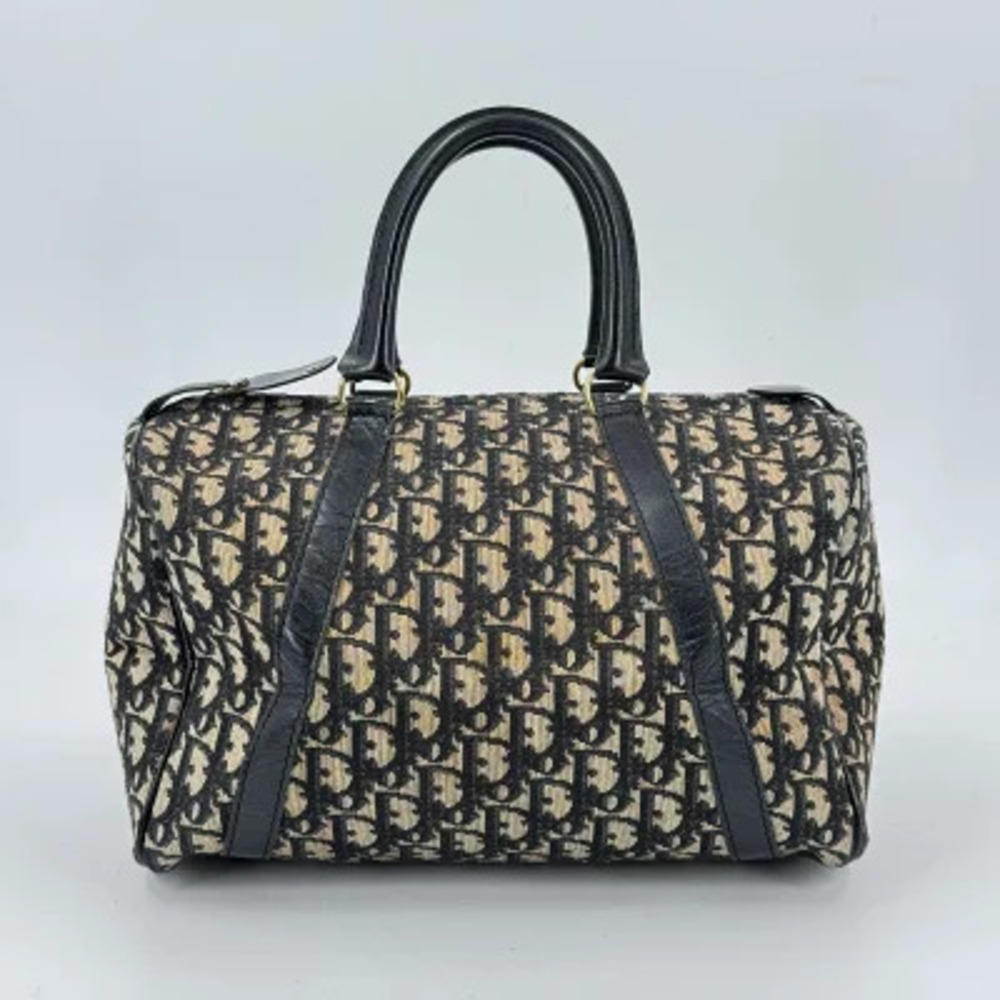 Christian Dior Trotter Canvas Handbag Monogram Oblique Purse Brown